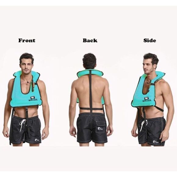 WACOOL Inflatable Snorkel Diving Swimming Scuba Vest Buoyancy Up To 220 lbs - Picture 7 of 8